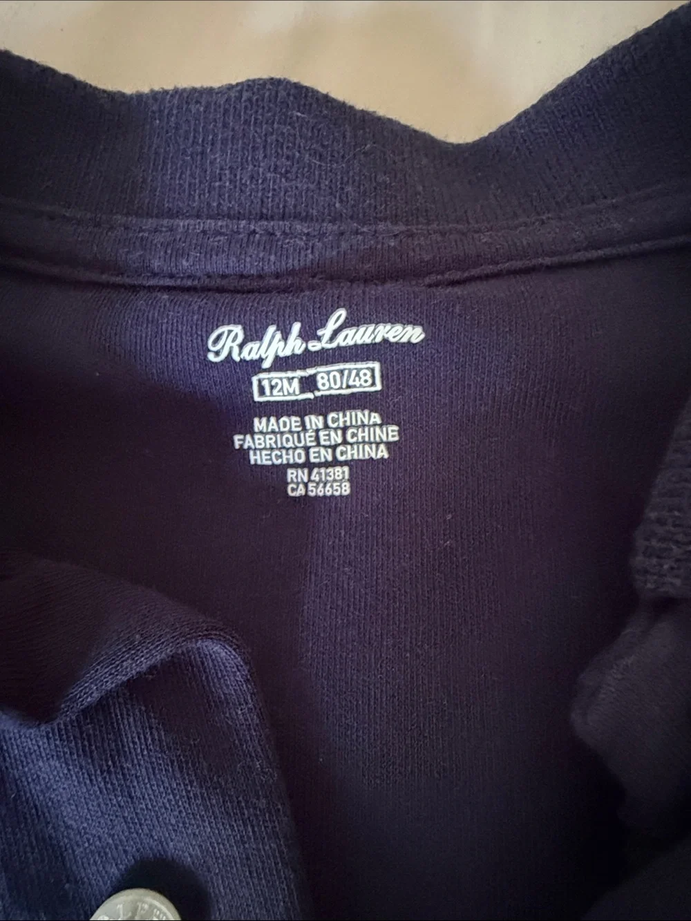Ralph Lauren Navy Polo Romper with White Trim